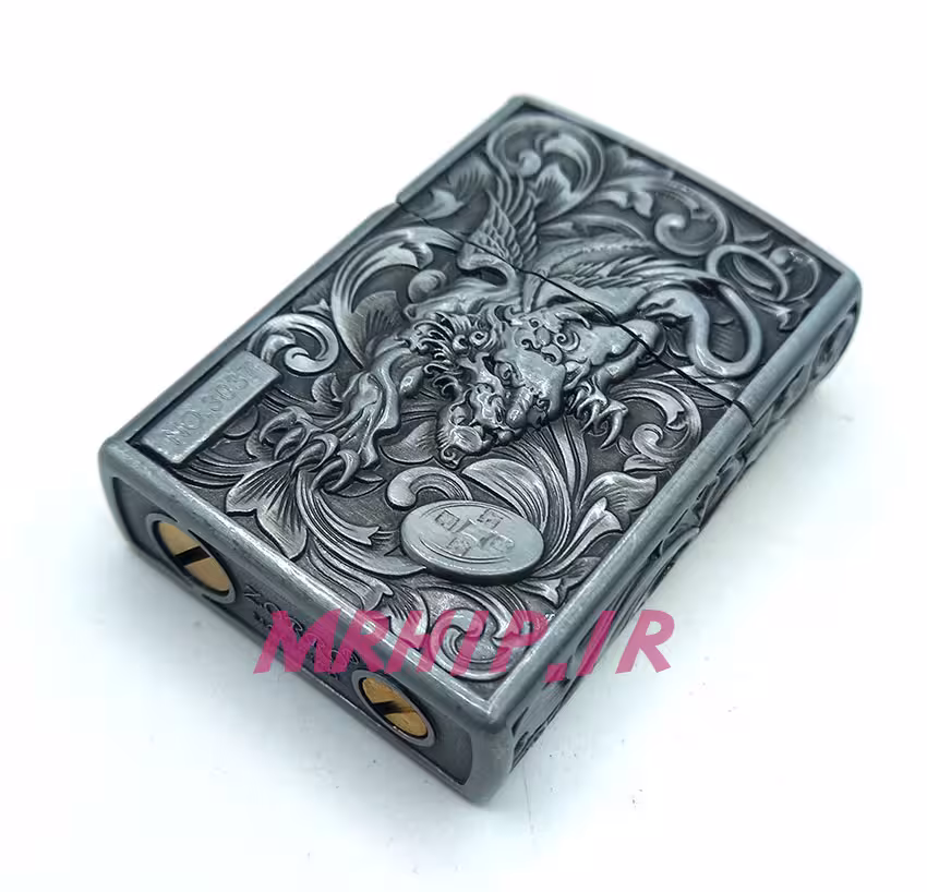 فندک بنزینی زورو سیلور برجسته طرح دراگون کد A130091