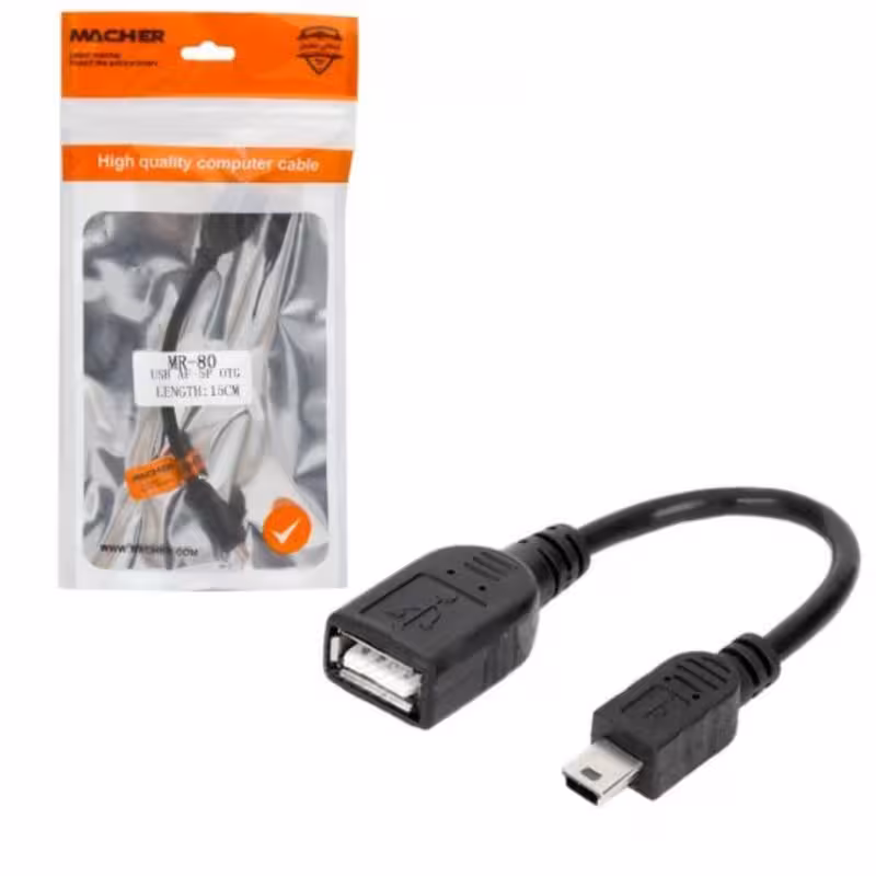 کابل 5پین Mini USB OTG (5pin) طول 15 سانتی متر مچر (Macher) مدل ez-17 MR-80
