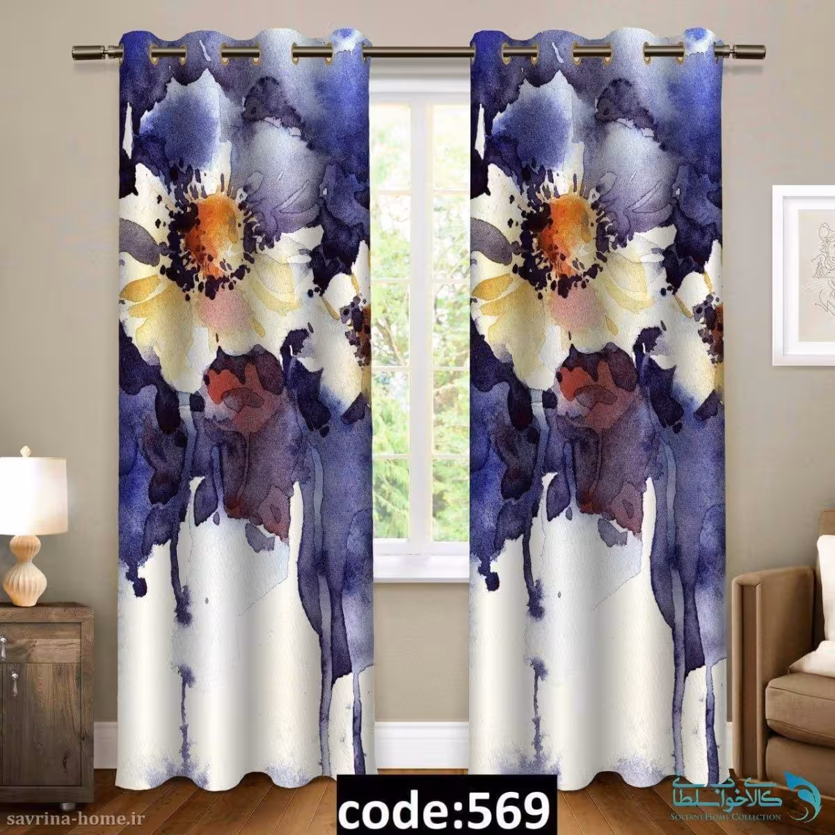 پرده پانچی سری گل مدل Sh-569