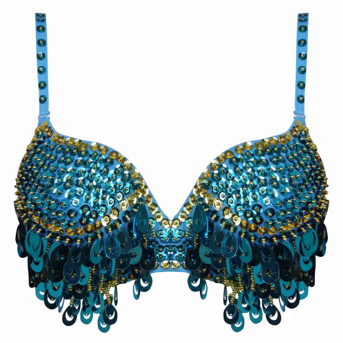 سوتین عربی فنردار پولکی زنانه مدل دکلته آبی کد 4512-14