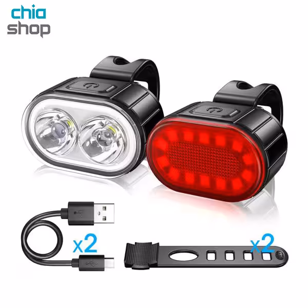 ست چراغ جلو و عقب دوچرخهسواری