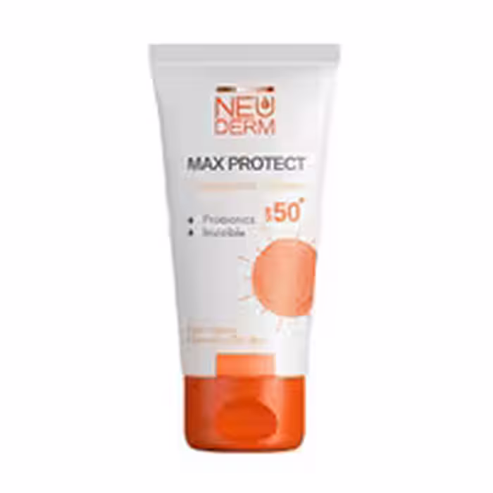 کـرم ضد آفتاب بی‌رنگ نئودرم مدل Max Protect پوست نرمال و خشک SPF 50 حجم 50 میلی‌لیتر