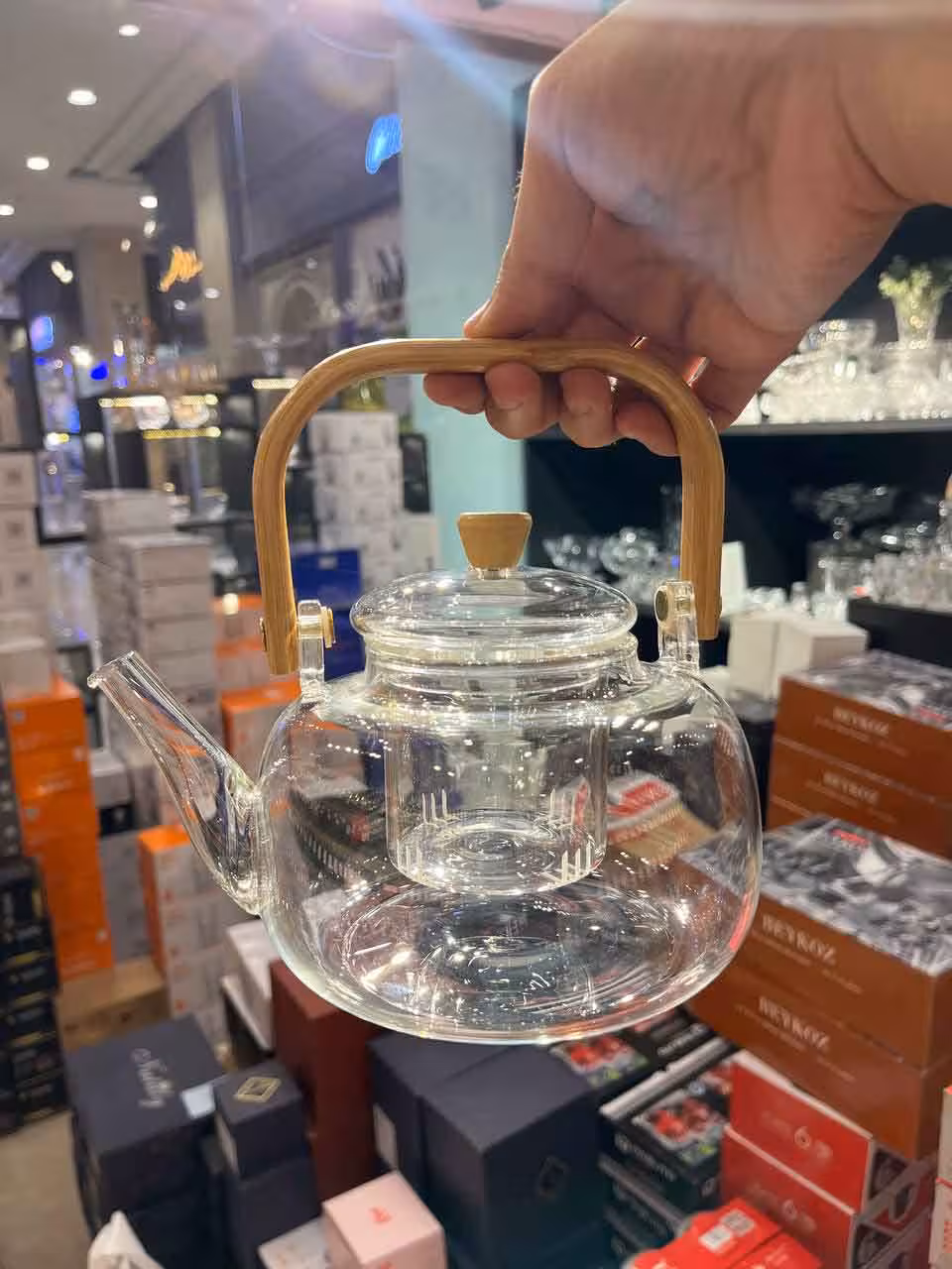 قوری پیرکس دسته بامبو یک لیتری