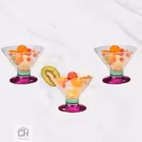 بستنی خوری بلور بنفش ست 3 تایی مدل 101035