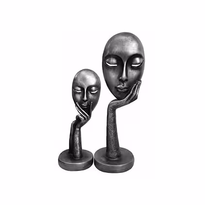 مجسمه رخ افسوس مجموعه 2 عددی نقره ای