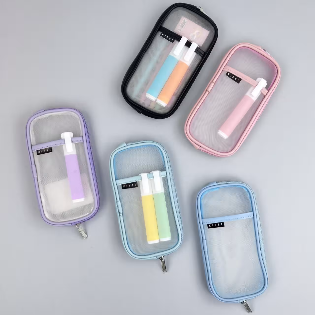 جامدادی توری و شفاف پاستلی