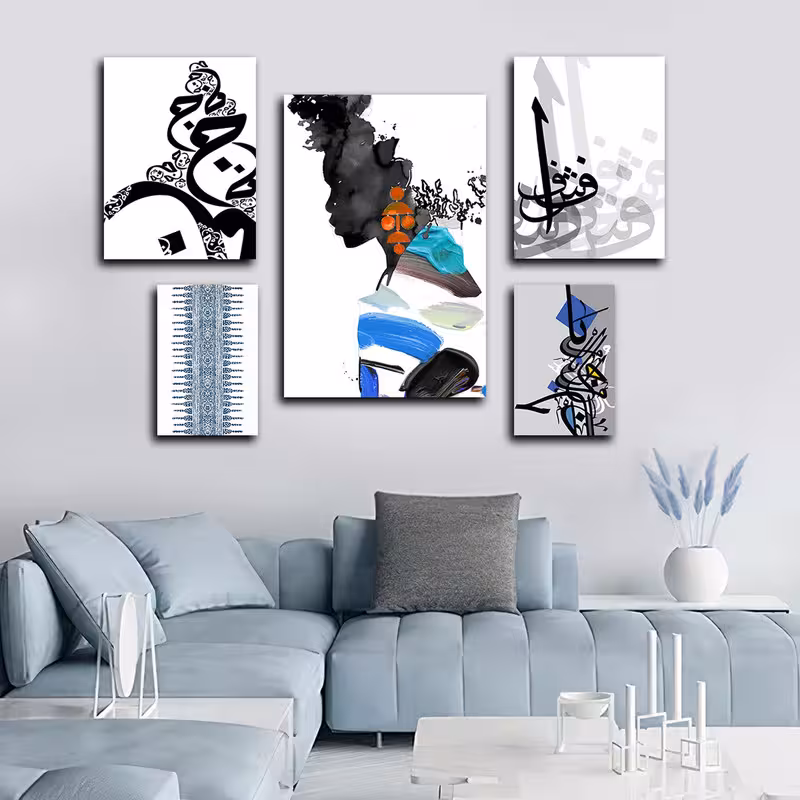 تابلو شاسی بکلیت طرح نقاشی و هنر مدرن مدل SH-1697 مجموعه 5 عددی | دنیای قاب