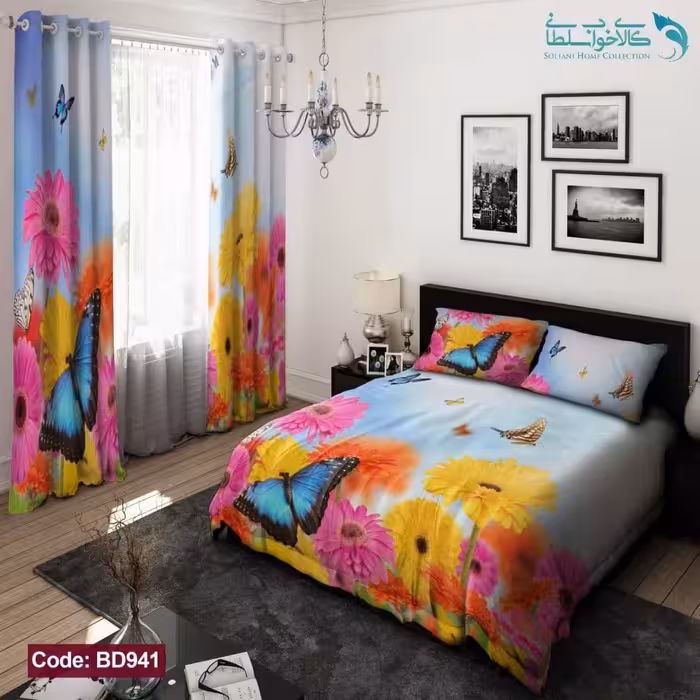 روتختی طرح گلدار رنگی دو نفره کد BD941