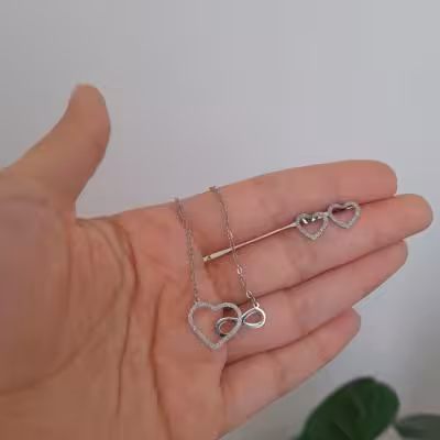 نیم ست قلبی طرح شنی استیل