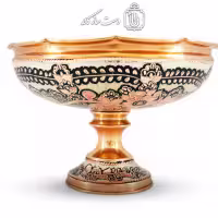 آجیل خوری مسی پایه دار الماس تراش نقره کوب کد MJ-129