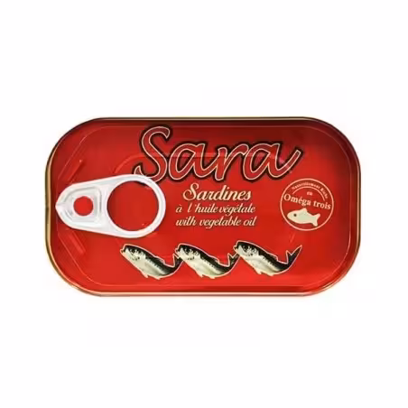 کنسرو ماهی ساردین در روغن سبزیجات سارا وزن 125 گرم