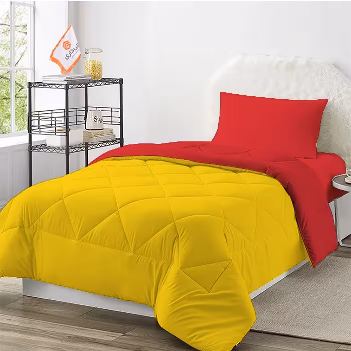 سرویس روتختی چیداری مدل دورو  یک نفره  رنگ زرد قرمز عرض 90