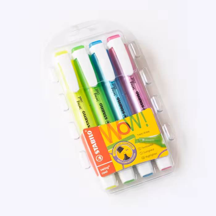 پک هایلایتر 4 عددی نئونی استابیلو (STABILO)