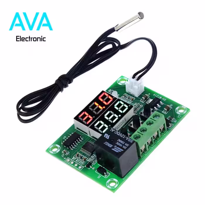 ماژول ترموستات دیجیتال XH-W1219 دارای نمایشگر و کلیدهای کنترلی