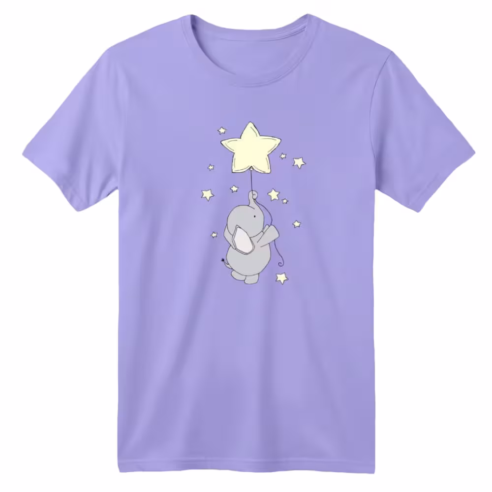 تی شرت آستین کوتاه بچگانه مدل فیل کد 11 رنگ یاسی