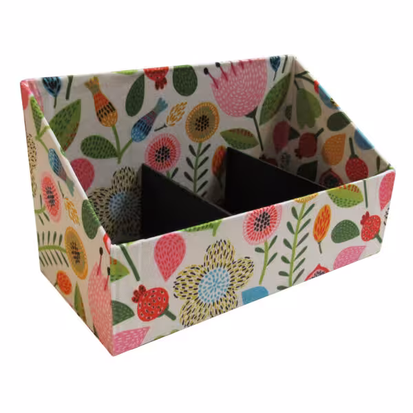 روشنا باکس ارگانایزر چوبی ذوزنقه طرح گل و برگ فانتزی