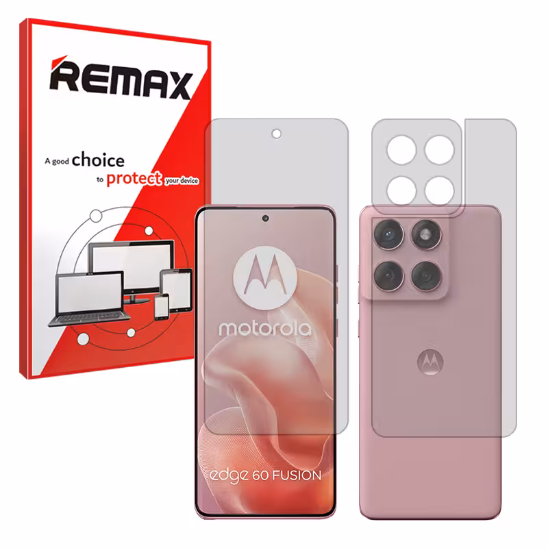 گلس صفحه نمایش و پشت گوشی موتورولا Edge 60 Fusion مدل هیدروژلی شفاف برند ریمکس کد SS