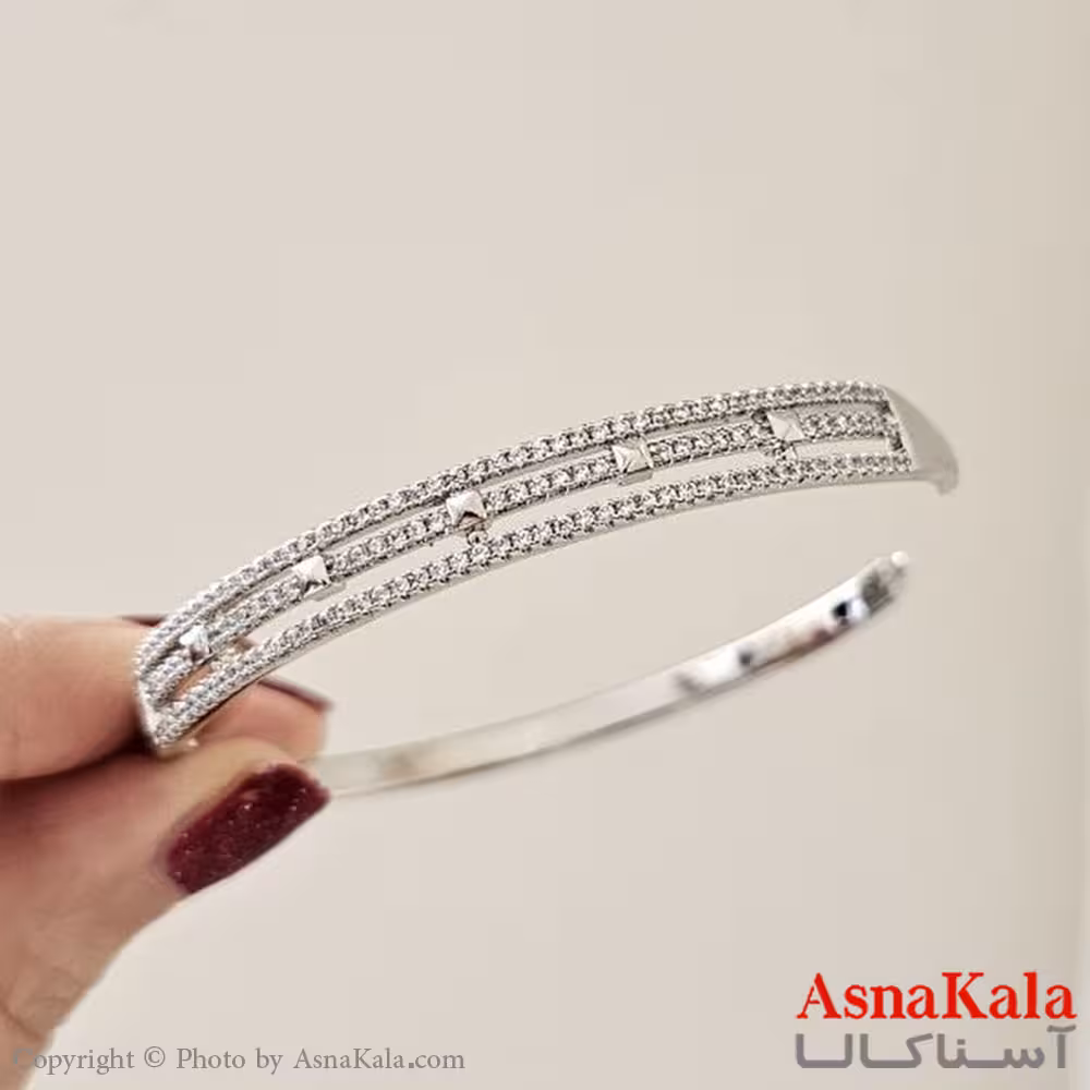 بنگل مینیمال دخترانه ژوپینگ مدل سه لاین نگینی کد DSB18751W