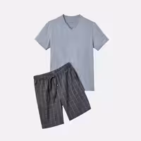 ست تیشرت و شلوارک طوسی مردانه چیبو