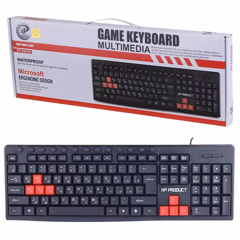 کیبورد سیمدار،مولتی مدیا،ضد آب، XP-8400N