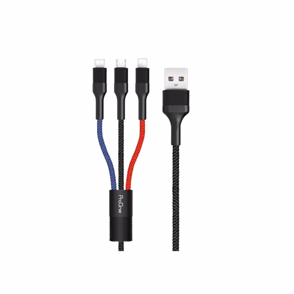 کابل تبدیل USB به USB-C / microUSB / لایتنینگ پرووان مدل PCC280 طول 1 متر