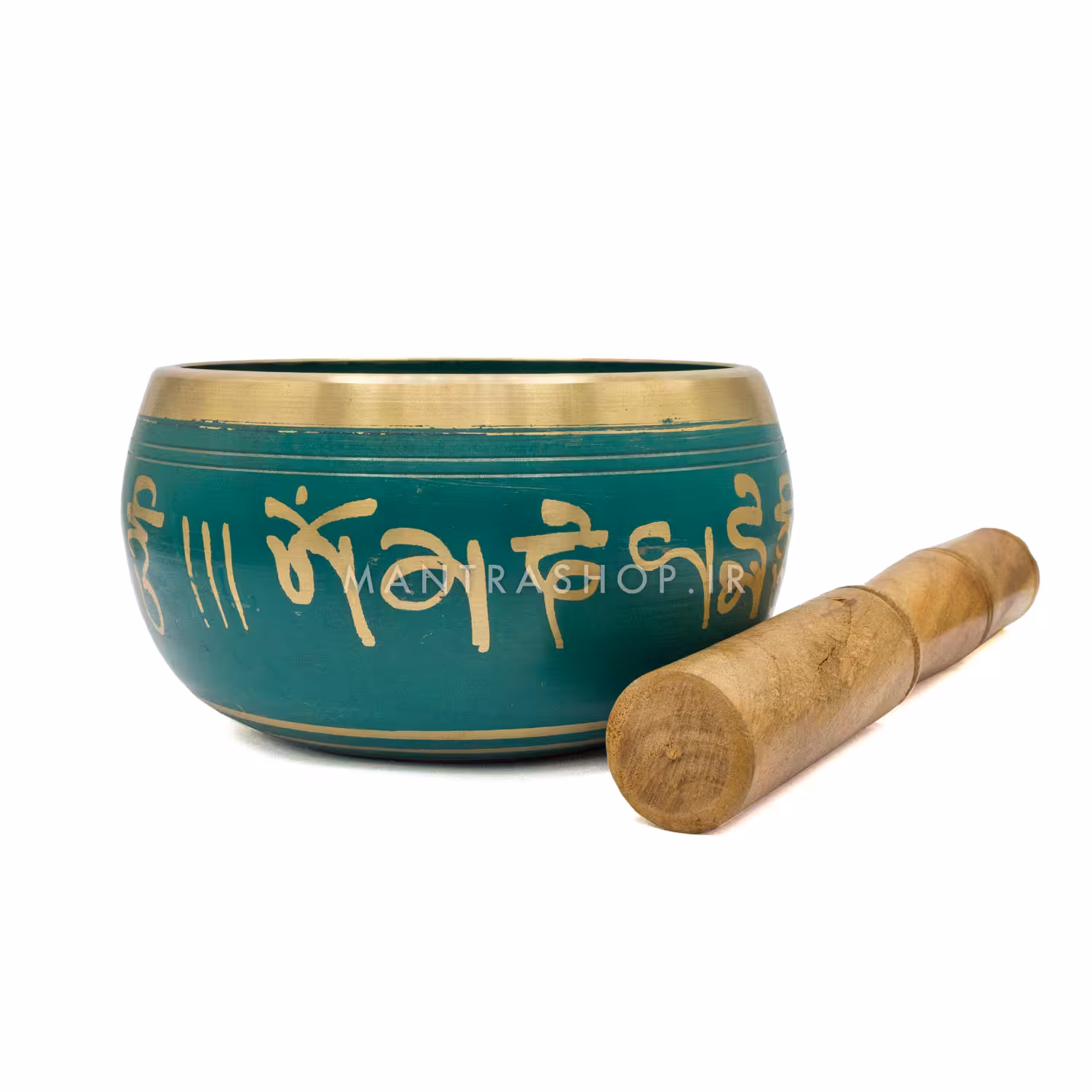 کاسه تبتی سبزآبی نقش برجسته بودا – قطر دهانه 12 سانتی متر