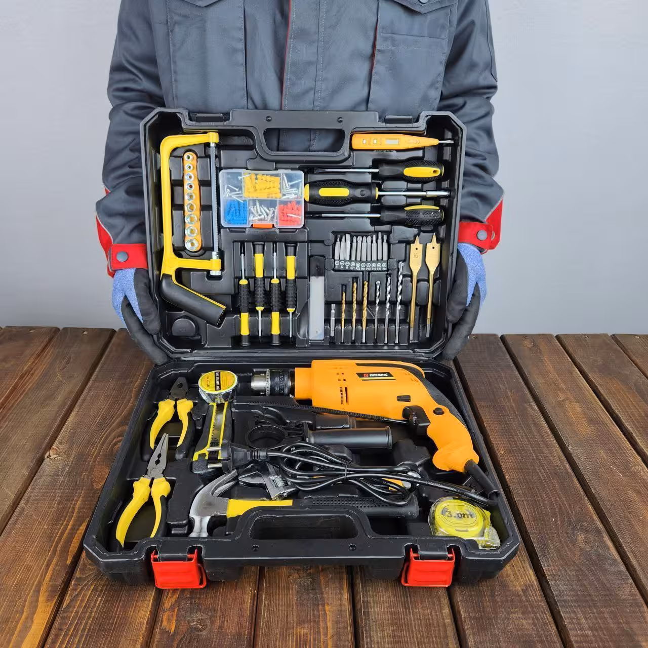 کیت دریل 13 میلیمتر چکشی اینتی مکس با لوازم مدل 0902