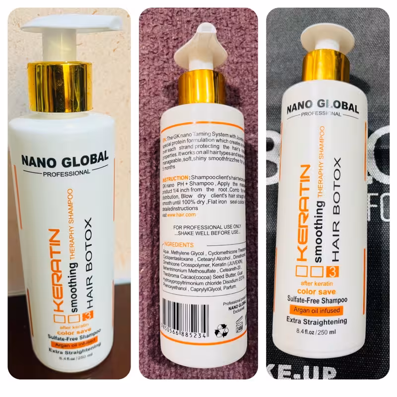 شامپو کراتینه نانوگلوبال بدون سولفات و پارابن  حجم 250 میل 