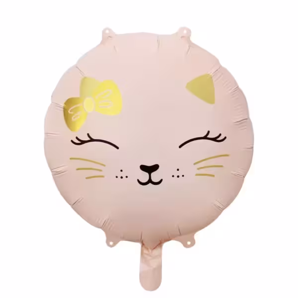 بادکنک فویلی گرد طرح گربه صورتی