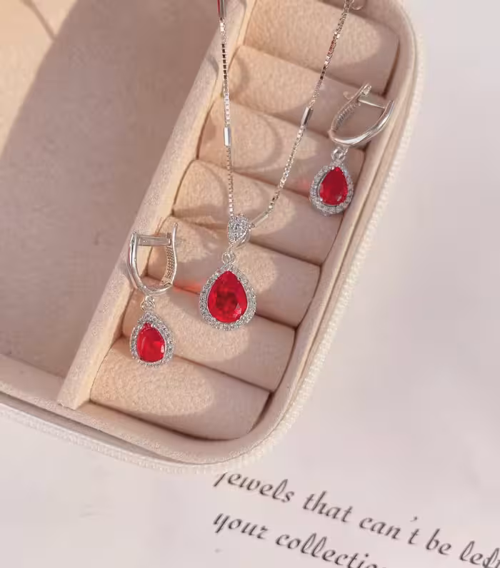 نیمست یاقوت سرخ نقره جواهری کد 00077