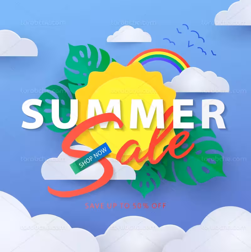 وکتور بنر تابستان خلاقانه | گرافیک با طعم تربچه