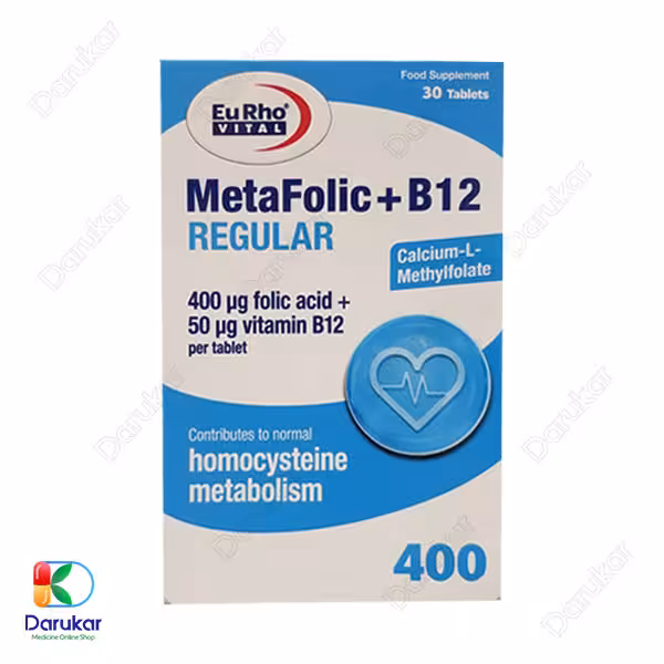 قرص متافولیک پلاس ب 12 رگولار یوروویتال 30 عدد