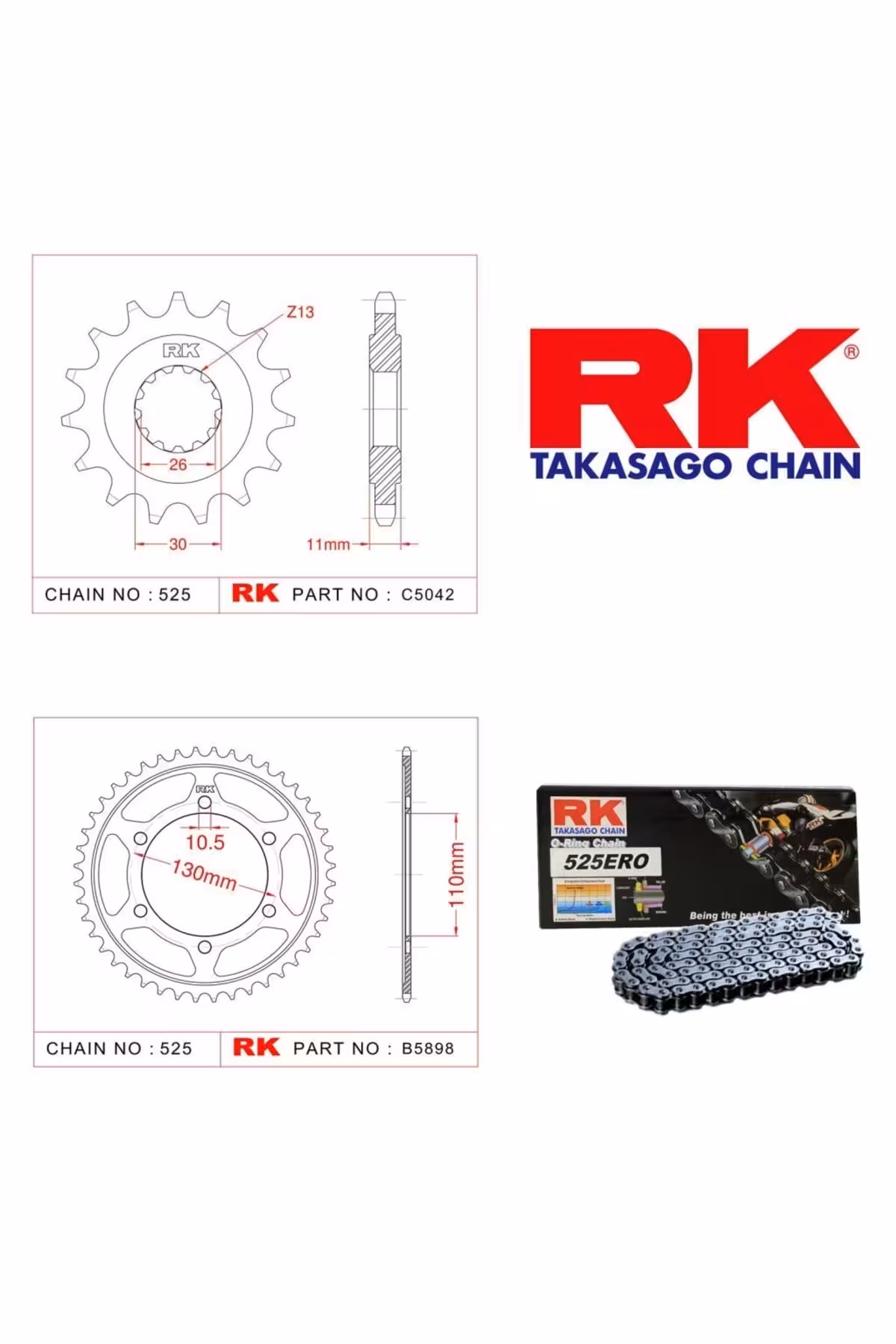 XSR 700 RK زنجیره دنده 525 ERO O RING 16 43T 2015 2017 Yamaha