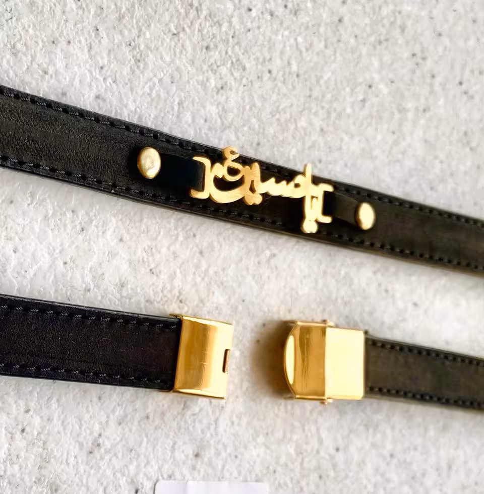 دستبند چرم با پلاک یا حسین