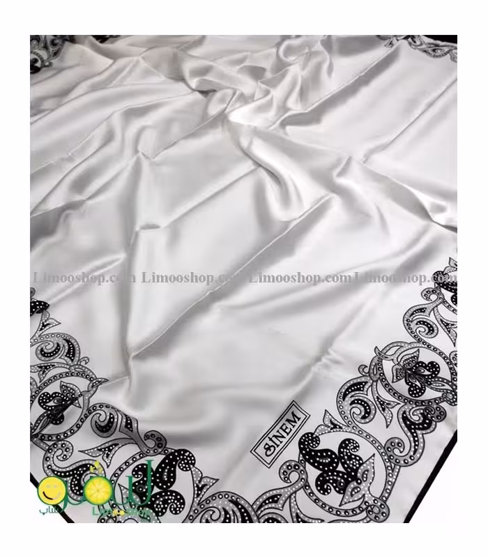 روسری سفید مشکی کد 1294