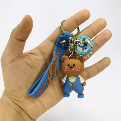 جاکلیدی مدل خرس لباس دار توت فرنگی