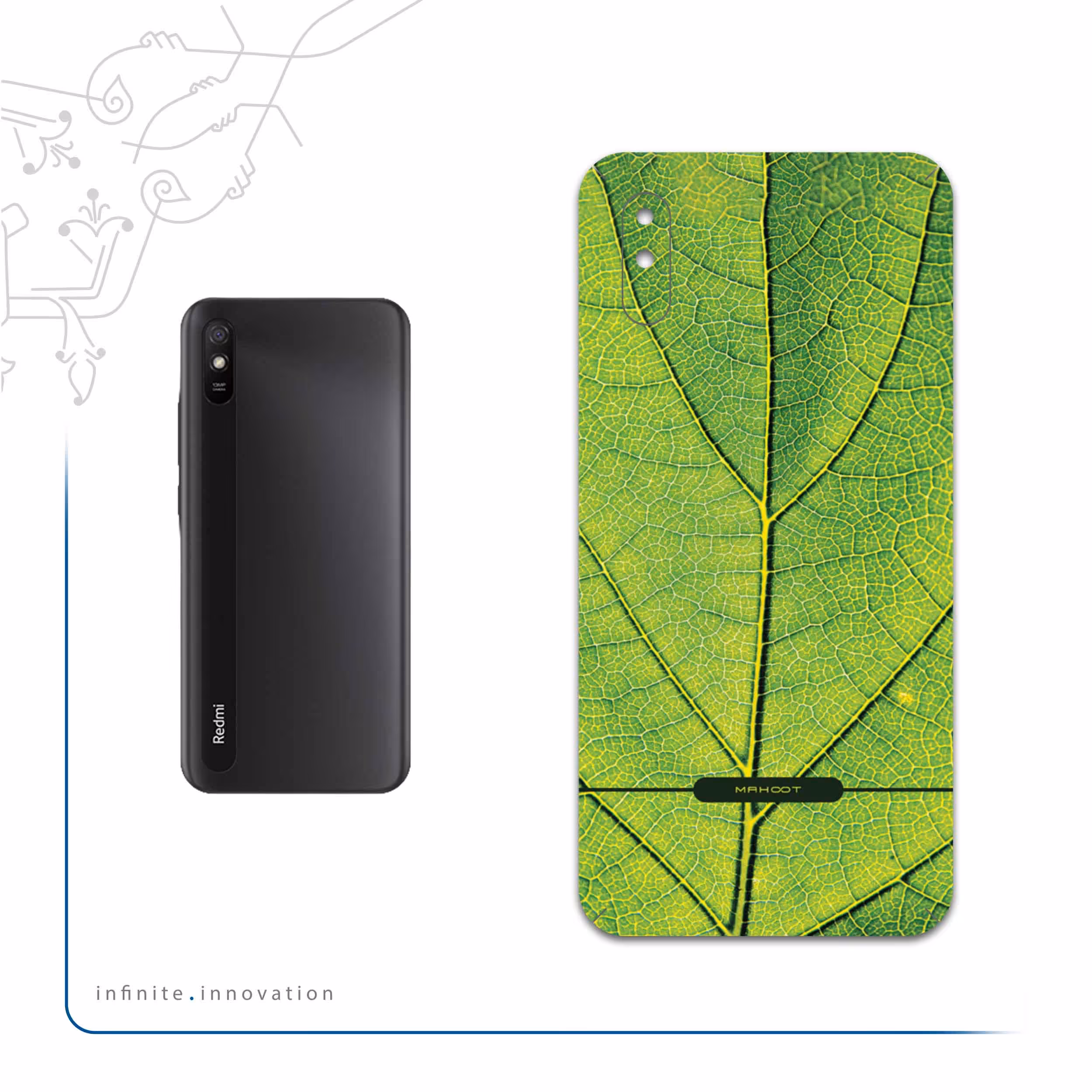 برچسب پوششی ماهوت مدل Leaf-Texture مناسب برای گوشی موبایل شیائومی Redmi 9i Sport