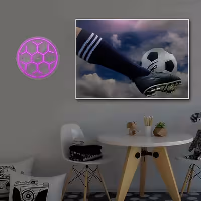 چراغ دیواری نئون دیزاین طرح Soccer-Ball-GL_PR