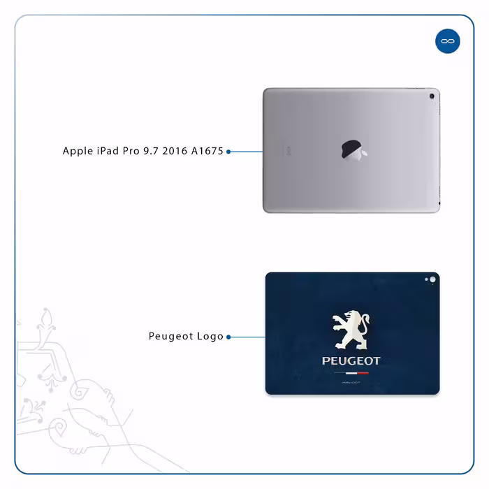برچسب پوششی ماهوت مدل Peugeot-Logo مناسب برای تبلت اپل iPad Pro 9.7 2016 A1675
