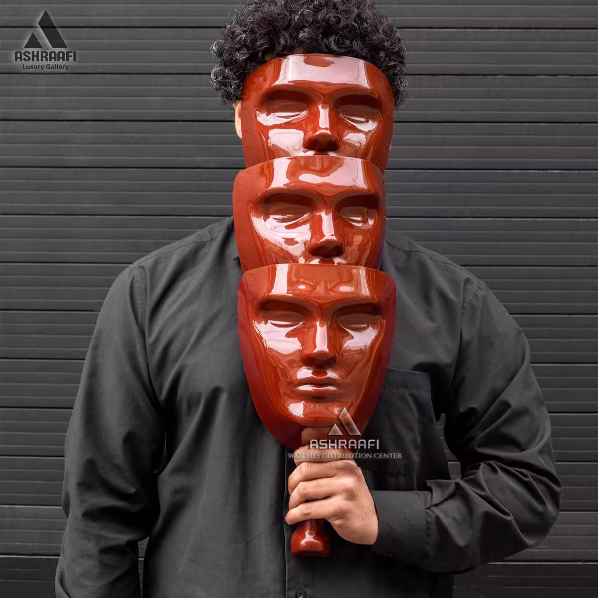 ماسک مافیا صورتک قهوه‌ای براق با کیف مخصوص