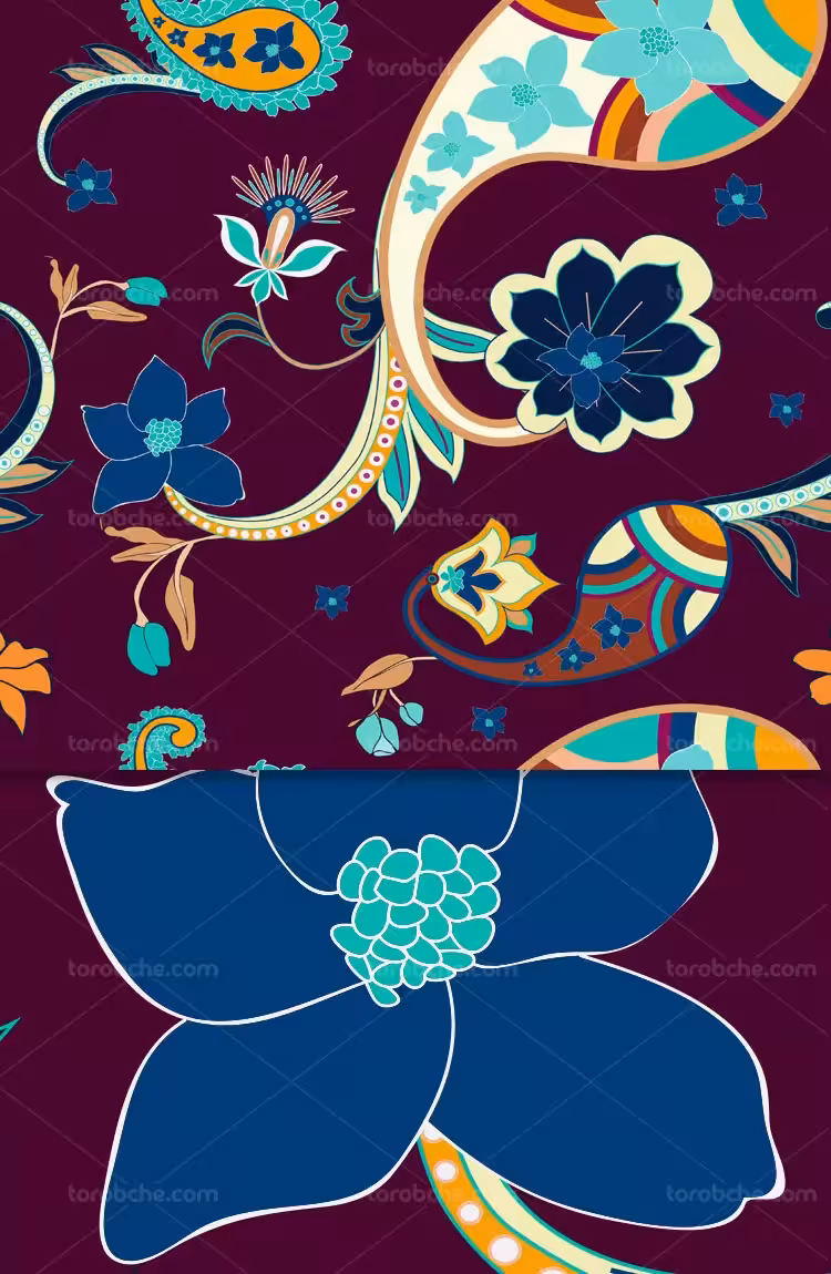 وکتور پترن و بکگراند بدون درز ترمه | گرافیک با طعم تربچه