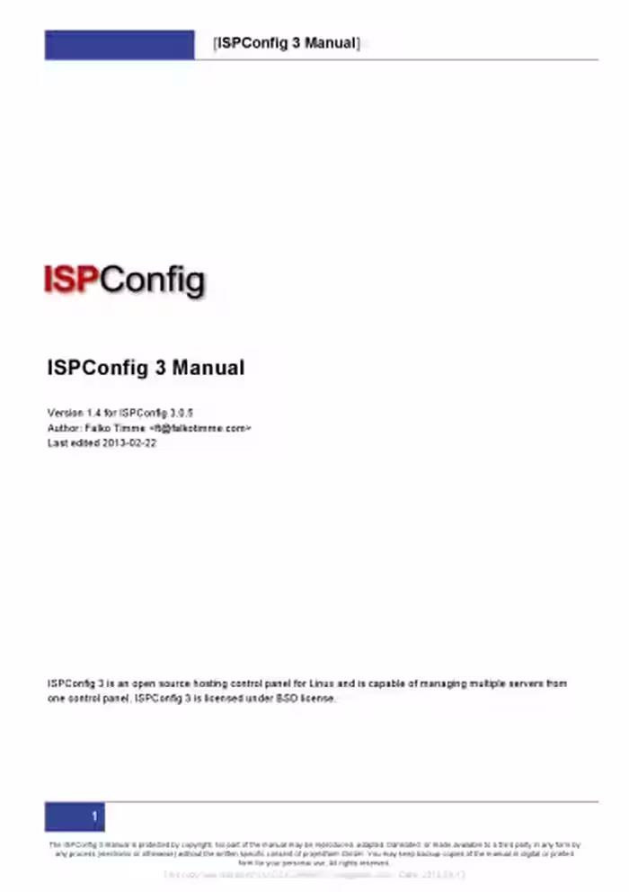خرید و دانلود نسخه کامل کتاب ISPConfig 3 Manual Version 1.4 for ISPConfig 3.0.5 (2013-02-22)