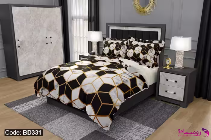 روتختی طرح hexagonal با امکان تغییر رنگ پشت لحاف و ملحفه کد BD331