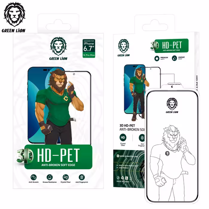 گلس شفاف گرین لاین 3D HD-PET آیفون iPhone 14