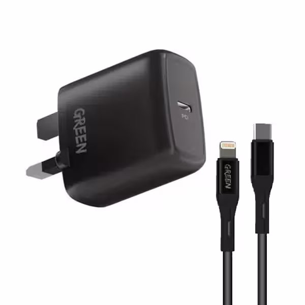 شارژر دیواری گرین مدل 20W به همراه کابل تبدیل لایتنینگ به USB-C