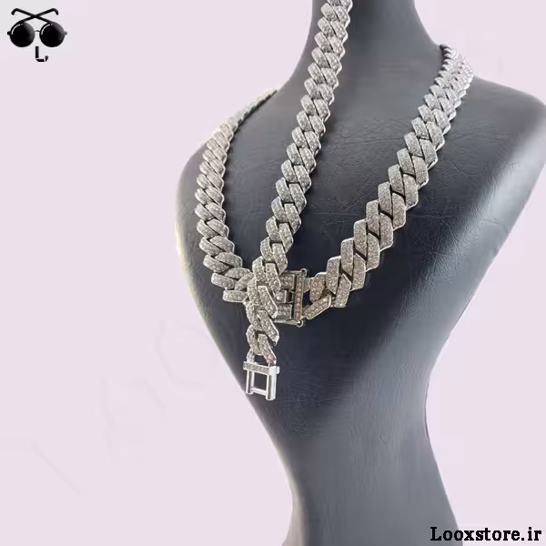 کارتیر فول نگین با قفل کوبایی (دستبند،گردنبند ،ست کامل)