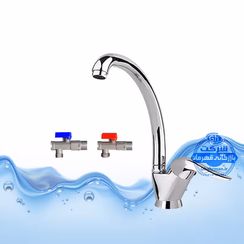 ست 3 عددی شیر ظرفشویی کروم براق به همراه شیر پیسوار | شیرآلات برند آیدا صنعت مدل قهرمان