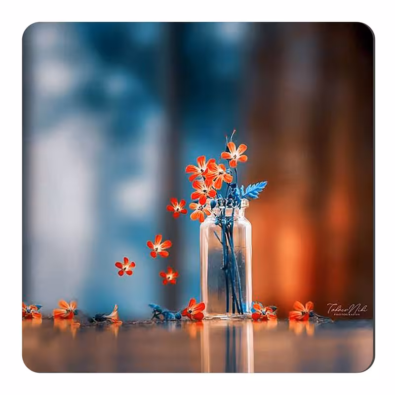 مگنت طرح گل و گلدان شیشه ای کد wmg3890