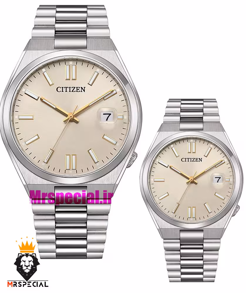 ساعت سیتیزن ست مردانه و زنانه مدل سویوسا کوارتز استیل صفحه طوسی 021318 CITIZEN TSUYOSA