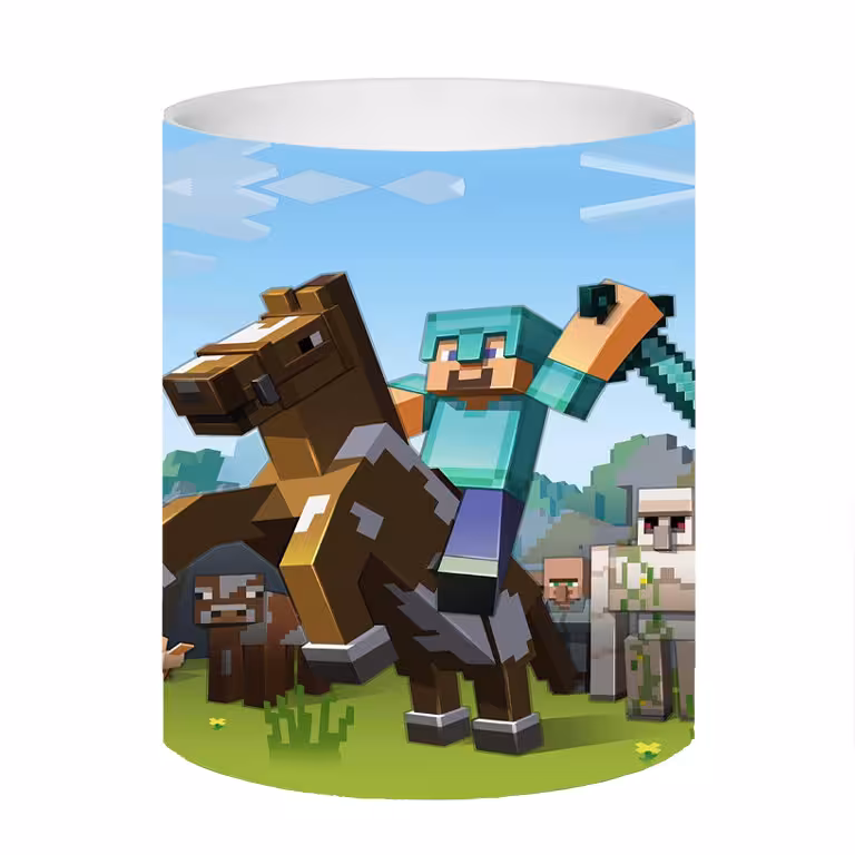 ماگ طرح بازی ماینکرافت و شمشیر و اسب minecraft کد 600